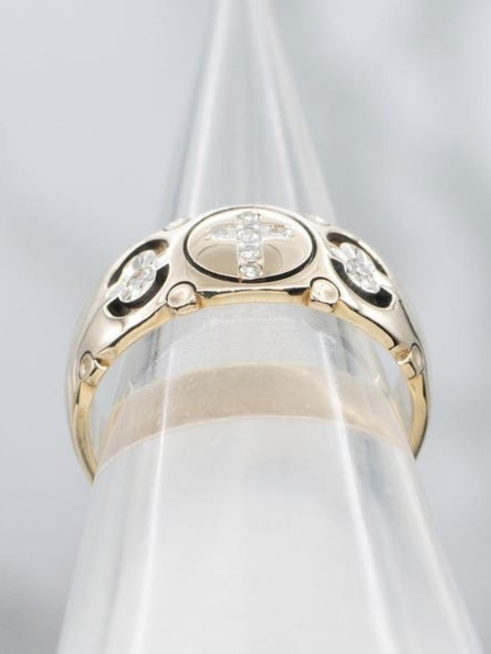 Vintage 14k Gold Cross Diamond Ring - Picture 5 of 6